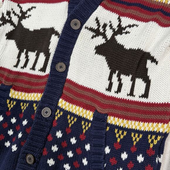 O’Hanlon Mills Chunky Knit Moose Holiday Grandpa Cardigan Sweater Size Medium - Picture 3 of 8